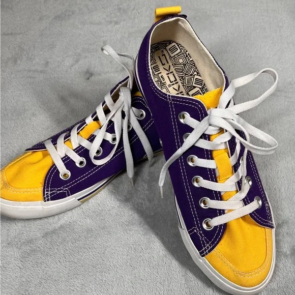 SKICKS LSU Tigers Women Size 8 Low Top Purple and Yellow Athletic Sneakers FAN - Picture 3 of 15